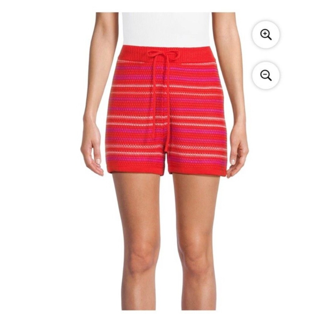 Madden NYC Juniors Orange Strip Crochet Knit Shorts Size Large NWOT
